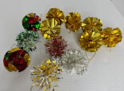 12 Adornos De Colección MCM Atomic Starburst Pom Navidad Mylar Lámina Retro Foto 1 de 4
