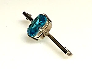 Vintage Sterling Silver Brooch 925 Jewellery Blue Stone Bar 3.28g - Picture 1 of 7