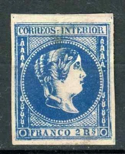 PHILIPPINES 1863, 2 REALES BLUE, MH*. CATALOGUE 800 EUROS. - Picture 1 of 2