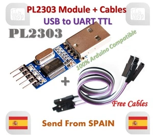 PL2303 USB To RS232 TTL Converter Adapter Module PL2303HX for Arduino + Cable - Imagen 1 de 8