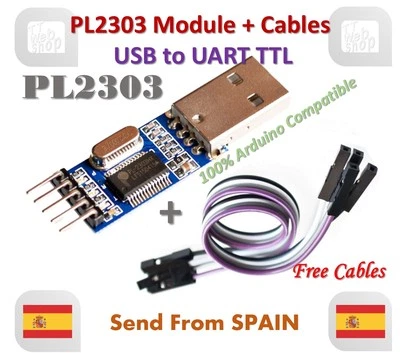 PL2303 USB To RS232 TTL Converter Adapter Module PL2303HX for Arduino + Cable - Imagen 1 de 4