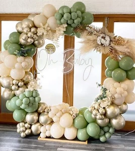 Sage Green White Sand Gold Balloons Garland Arch Kit 155pcs Sage Green Sand W... - Picture 1 of 7