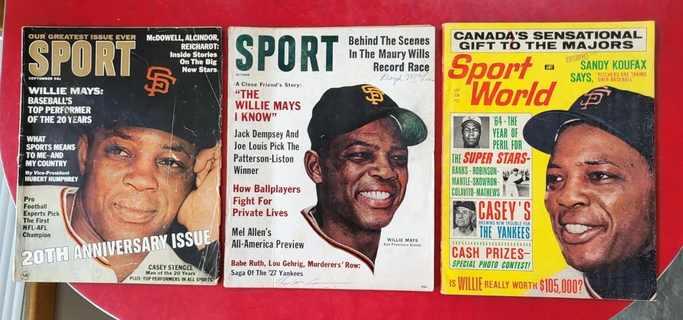 Lot Of 3, 1962 64 & 66 Willie Mays On Cover Of Magazines. Sport & Sports World  - Image 1 of 4