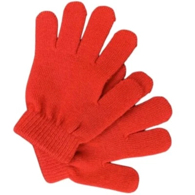 Gloves Solid Red Small 1959 Soft and Warm Small Little Gloves Cover Fingers - Image 1 of 4