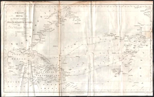 1849 CHRISTOPHER COLUMBUS OCEAN ROUTE antique folded map NORTH ATLANTIC OCEAN - Picture 1 of 1