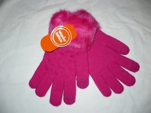 Wonder Nation Girls Faux Fur Lined Gloves Tropical Blossom NEW Super Warm - Picture 1 of 1