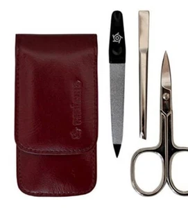 Pfeilring 3PC Hand Glazed Burgundy Leather Manicure Set - Picture 1 of 1