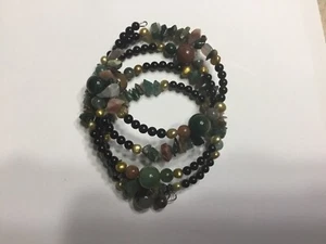 Wrap Around Beads And Stones Spring Bracelet - Picture 1 of 3