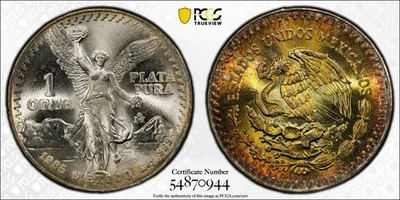 1985-Mo Mexico 1 Onza Silver Libertad PCGS MS 67, Beautifully Toned! - Image 1 of 4
