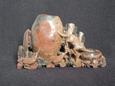 Ancien POT à PINCEAUX Chinois en Stéatite Pierre de Lard - 19ème Chine Asie - Photo 1/4