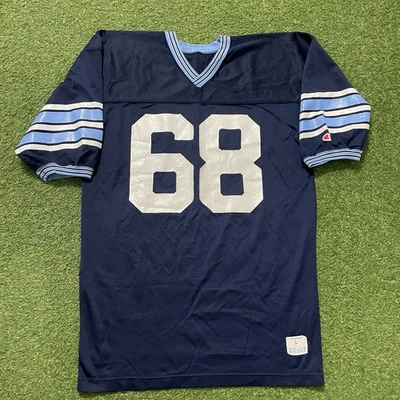 Vintage 80s Champion Spartans #68 Football Jersey Blue Size Large L Nylon USA - Image 1 of 4