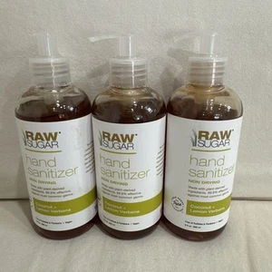 3 Raw Sugar Hand Sanitizer Gel 9 oz. Coconut & Lemon Verbena Vegan - Picture 1 of 6