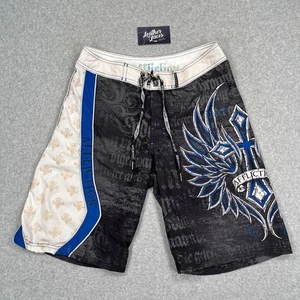 Affliction Micro Boardshort Herren 31 Fleur de Lis Cross Wings Boardshorts Schwimmen - Bild 1 von 14