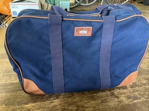 Vintage Lands End Canvas travel duffle Bag Made In USA Leather - Picture 1 of 9