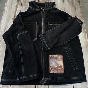 Supreme X Mark Leckey Dream English Kid Hooded Black Denim Jacket Size L - Picture 1 of 10