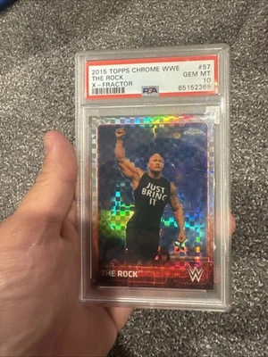 2015 Topps Chrome WWE The Rock #57 X-Fractor PSA 10 gemas como nuevo bajo pop Foto 1 de 3