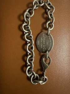 Tiffany & Co. Please Return To NY Sterling Silver .925 Oval Tag Bracelet - Picture 1 of 4
