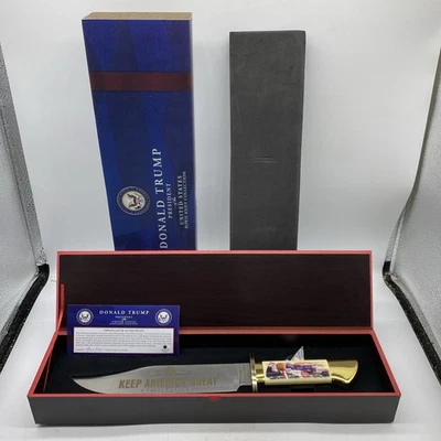 24k Gold Medallion Donald Trump Keep America Great Bowie Knife /9999 5278066 1 - Image 1 of 4