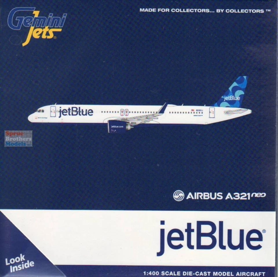 AIRBUS A321NEO AIRCRAFT "JETBLUE AIRWAYS" 1/400 DIECAST BY GEMINIJETS GJ2288
