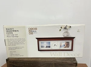 Fetco Walnut Shadowbox Clock with Ledge and Photo Openings 477653D - Picture 1 of 5