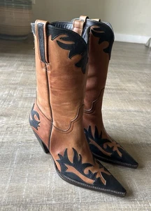Charlie 1 Horse Damen Westernstiefel 9B Lucchese schwarz braun Handarbeit - Bild 1 von 19