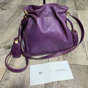 Authentic Loewe Flamenco Nappa Leather Mini Shoulder Bag Crossbody Purple - Picture 1 of 10