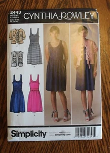 Simplicity 2443 Misses Cynthia Rowley Vestido Chaleco Chaqueta Costura Patrón Talla 6-14 - Imagen 1 de 3