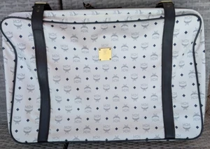 original MCM Vintage Travel suitcase by Michael Cromer Munich in white/blue rare - Picture 1 of 13