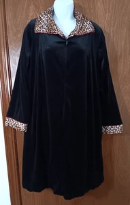 Vintage Cinema Etoile Women's Black Leopard Hollywood Glam Zip Robe Size S - Picture 1 of 9