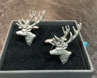 Stag English Silver Pewter Cuff Links in Presentation Gift Box Foto 1 de 4