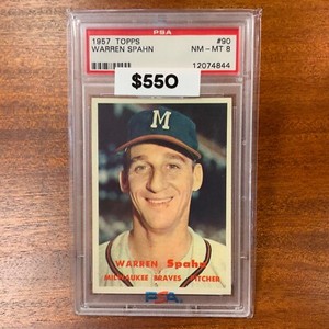 1957 Topps Warren Spahn #90 *Braves* PSA 8 NM-MT
