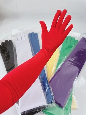 NEW Lady Women Costume Party Multi-colour Colourful Opera Long Arm Elbow Gloves - Image 1 of 4