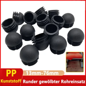 Schwarz Kugel-Form Kunststoff Stopfen Büro Möbel Gleiter Garten Stuhl Rundrohr - Picture 1 of 11