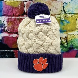Clemson Tigers Damen Wintermütze Bündchen Bommel Strickmütze warm kuschelig Fußball NEU! - Bild 1 von 24
