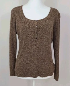 United States Sweaters Women's L Brown Cotton long sleeve ribbed form fitting - Picture 1 of 7