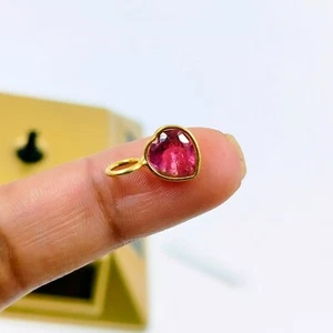 Dije de turmalina rosa en forma de corazón de plata de ley 925 dije hecho a mano - Imagen 1 de 9