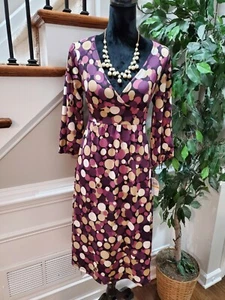 Roulette Women Multicolor Polyester Long Sleeve V-Neck Knee Length Dress Size S - Picture 1 of 12