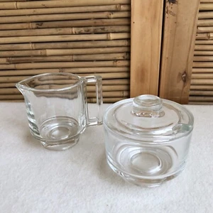 Vintage 60s MID CENTURY Joe Colombo GLASS Sugar BOWL Creamer JUG Set ARNO Italy - Picture 1 of 24