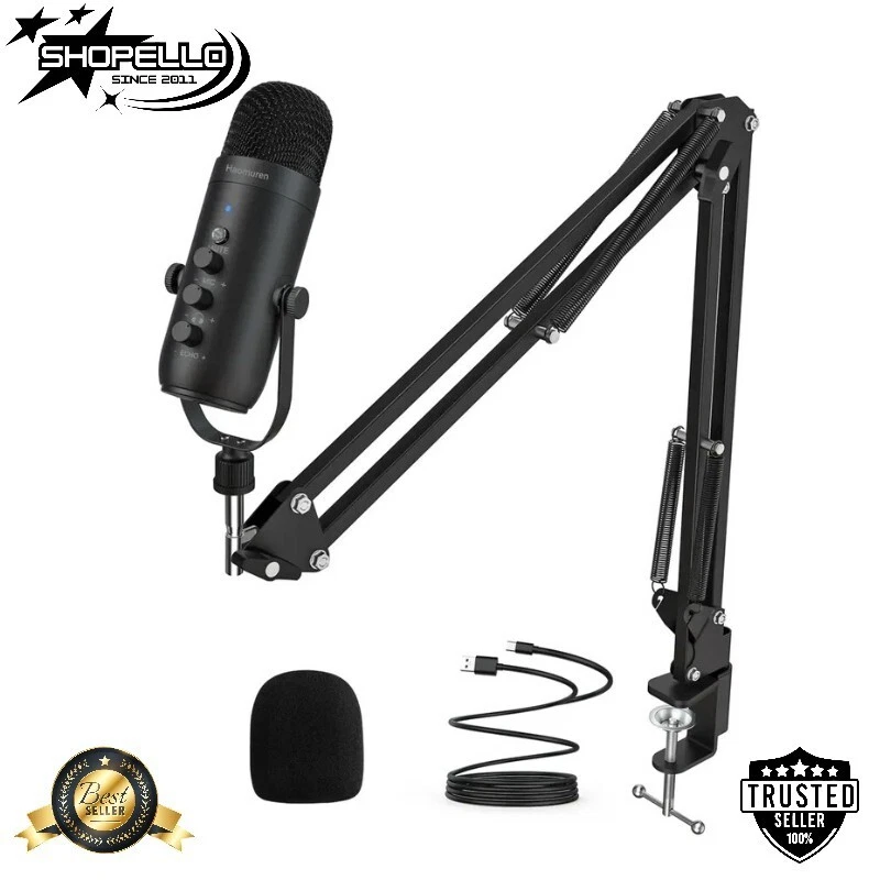HAOMUREN USB Streaming Podcast PC Microphone Studio Cardioid Condenser Live Mic Kit UK