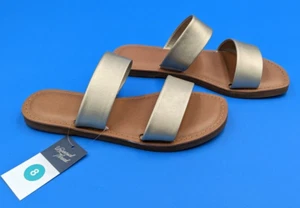 Universal Thread Damen Sandalen Größe 8 Metallic Gold Kunstleder Slipper Slide - Bild 1 von 12