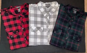 Eddie Bauer Womens Shirt Button Up Long Sleeve White/ Red/ Green Plaid Sz XL (3) - Picture 1 of 24