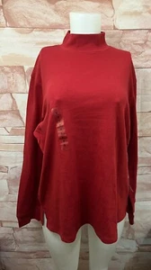 Womens Plus Sz 2XL Long-Sleeve Mock-Neck Red Stretch Sweater Top Shirt NWT - Picture 1 of 5