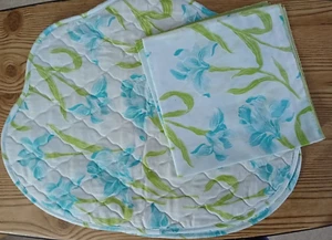 4 Floral Placemats & 4 Napkins Pink Roses Fabric Garden - Picture 1 of 1