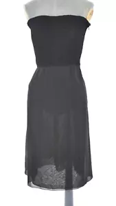 Emporio Armani Strapless Dress Party Vintage Shirred Chiffon Y2K Black IT38 UK 8 - Picture 1 of 11