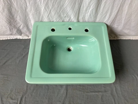 Large 27x22 Antique Ceramic Jadeite Ming Green Bath Sink As Is Prop 419-23E Cover
