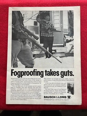 Lente a prueba de niebla anuncio impreso miras de caza Bausch & Lomb 1970 vintage Foto 1 de 4