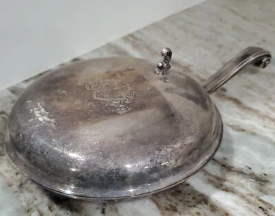 Vintage silent butler crumb catcher Silver Plate WMA ROGERS nice patina scroll  - Image 1 of 4
