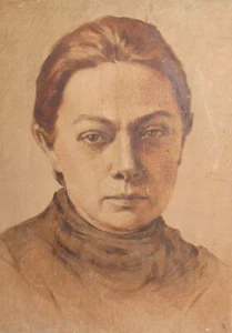 Vintage European oil painting woman portrait - Picture 1 of 12