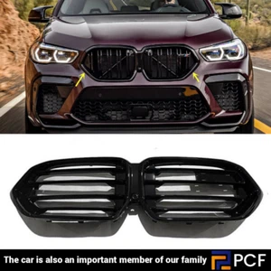 GLOSSY BLACK ABS Front Kidney Grill Center Grille Fit For BMW X6 M F96 2020-2022 - Picture 1 of 6