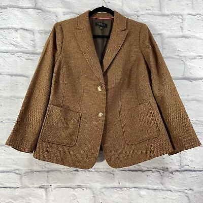 Chaqueta Talbots Mujer Petite 14WP Marrón Blazer Mezcla Lana Sarga Manga Larga Nueva Sin Etiquetas Foto 1 de 4
